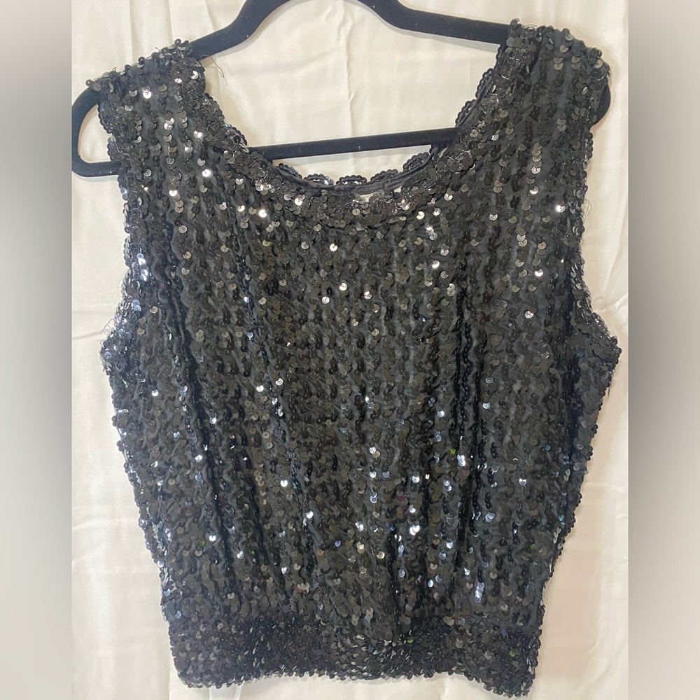 MISS H blouse Size L Color Black with Sequins